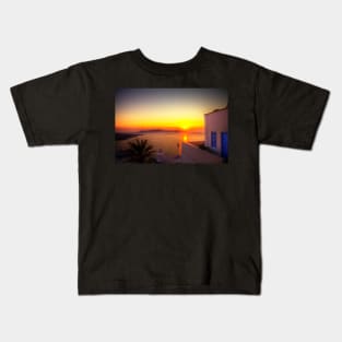 Golden Sunset In Santorini Kids T-Shirt